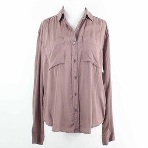Mudd $36 Sz XS Muted Plum Purple Pink Button Front Pockets 100% Rayon Shirt